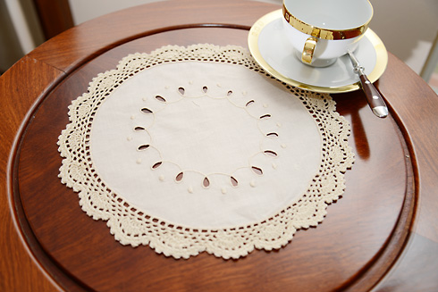 Ecru Carolina Crochet Lace Trims Round Doily. 11" Round. Each. - Click Image to Close